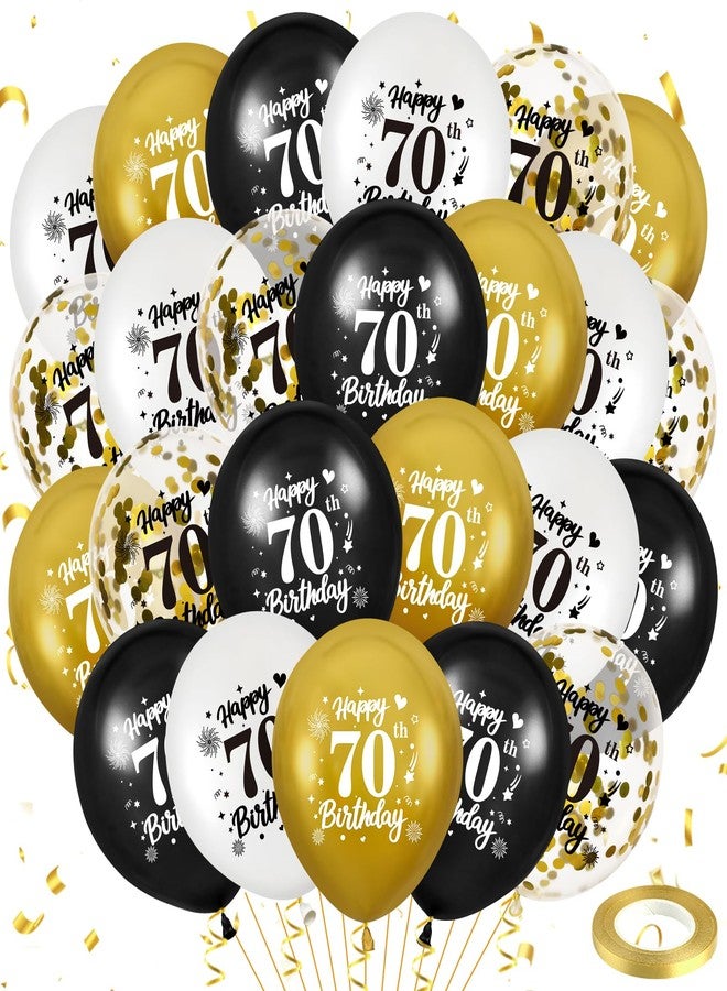 Yoirrat 70th Birthday Balloons for Men, 24Pcs Black Gold White Happy 70th Birthday Balloons Decorations for Men Women 70 Years Old Party Decor Supplies - Image 1